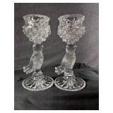 2 Hofbauer Lead Crystal Byrdes Pair – 7" Vintage German Figural Bird Candlestick Holders 2 Hofbauer Lead Crystal Byrdes Pair – 7" Vintage German Figural Bird Candlestick Holders