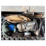 Mixed Lot of Three Vintage Electric Work Tools in Metal Toolbox Mixed Lot of Three Vintage Electric Work Tools in Metal Toolbox