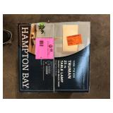 Hampton Bay Truman 24.5 in. Walnut and Brass Table Lamp   Customer Returns See Pictures