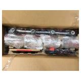 Hampton Bay Regan 4-Light Espresso Industrial Linear Chandelier with Glass Shades, Industrial Linear Kitchen Pendant Light  Customer Returns See Pictures
