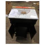 Home Decorators Collection Aberdeen 30 in. Single Sink Black Bath Vanity with Carrara Marble Top (Assembled) Damaged   Customer Returns See Pictures