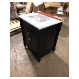 Home Decorators Collection Aberdeen 30 in. Single Sink Black Bath Vanity with Carrara Marble Top (Assembled) Damaged   Customer Returns See Pictures