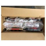 Hampton Bay Regan 4-Light Espresso Industrial Linear Chandelier with Glass Shades, Industrial Linear Kitchen Pendant Light  Customer Returns See Pictures