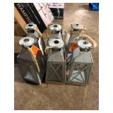 Lot of Hampton Bay 14 in. H Galvanized Metal and Glass Lantern   Customer Returns See Pictures