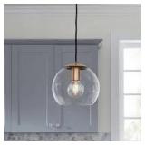 Home Decorators Collection 1-Light Antique Brass and Glass Mini-Pendant Customer Returns See Pictures
