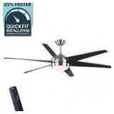 Home Decorators Collection Celene II 62 in. Indoor/Outdoor Matte Black DC Motor Ceiling Fan with Adjustable White Integrated LED w/ Remote Included   Customer Returns See Pictures