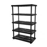 HDX 5 Tier Plastic Adjustable Garage Storage Shelving Unit in Black (48 in. W x 75 in. H x 20 in. D)  Customer Returns See Pictures