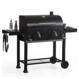PHI VILLA Heavy-duty Outdoor Barrel Charcoal Grill in Black     Customer Returns See Pictures