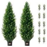 Vevor  Tall Artificial Cedar Topiary Tree, Pot Faux Evergreen Fake Pine Cypress Trees Plant UV Rated Greenary Set 48 in.    Customer Returns See Pictures