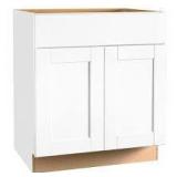 Hampton Bay Shaker 30 in. W x 24 in. D x 34.5 in. H Assembled Base Kitchen Cabinet in Satin White with Ball-Bearing Drawer Glides  Customer Returns See Pictures