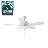 Hampton Bay North Pond 52 in. Indoor/Outdoor LED Matte White Ceiling Fan with Light Kit, Reversible Motor and Reversible Blades   Customer Returns See Pictures