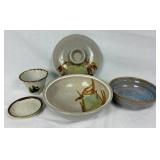 Collection of Pottery - Light Colored Bowls and Small Flower Pot Collection of Pottery - Light Colored Bowls and Small Flower Pot
