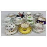 Collection of 11 Teacups & Saucers from Aynsley, Royal Stafford, Rosina, Gladstone, Royal Albert, Windsor and More Collection of 11 Teacups & Saucers from Aynsley, Royal Stafford, Rosina, Gladstone, Royal Albert, Windsor and More