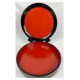 Japanese Tray Collection - Double Walled Soba Tray, Two Teak Serving Trays,  Two Red & Black Lacquered Round Trays and Square Hand Painted Black Tray Japanese Tray Collection - Double Walled Soba Tray, Two Teak Serving Trays,  Two Red & Black Lacquered Round Trays and Square Hand Painted Black Tray