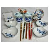Japanese Dishes - Rice Bowls, Sauce Bowls, Chopsticks, Lidded Bowls and Jar Japanese Dishes - Rice Bowls, Sauce Bowls, Chopsticks, Lidded Bowls and Jar