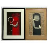 Set of Framed Japanese Woodblock Prints by Kaory Kawano -  Set of Framed Japanese Woodblock Prints by Kaory Kawano -