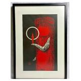 Set of Framed Japanese Woodblock Prints by Kaory Kawano - "Girl with Candle" and "Girl with Small Birds" Set of Framed Japanese Woodblock Prints by Kaory Kawano - "Girl with Candle" and "Girl with Small Birds"