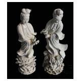 Pair of Porcelain Statues of Kwan Yin/Quan Yin from the 1940 Pair of Porcelain Statues of Kwan Yin/Quan Yin from the 1940