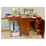 Pfaff Sewing Machine Model 332 with Vintage Sewing Table and Sewing Accessories Pfaff Sewing Machine Model 332 with Vintage Sewing Table and Sewing Accessories