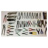 Collection of Pliers, Cutters, Vise Grips, Needle Nose, Curved Saw, Slip Joint, Wire Strippers, Squueze Pliers, Snap Ring Collection of Pliers, Cutters, Vise Grips, Needle Nose, Curved Saw, Slip Joint, Wire Strippers, Squueze Pliers, Snap Ring