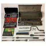 Rachet, Socket, 1/2" Speed Handle Collection with Vintage Metal Toolbox Rachet, Socket, 1/2" Speed Handle Collection with Vintage Metal Toolbox