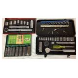 Rachet, Socket, 1/2" Speed Handle Collection with Vintage Metal Toolbox Rachet, Socket, 1/2" Speed Handle Collection with Vintage Metal Toolbox