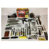 Chiesel, File, Punch, Rasp, Planer, Hand Grinder Collection with Various Cutting Tools Chiesel, File, Punch, Rasp, Planer, Hand Grinder Collection with Various Cutting Tools