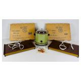 Set of 2 Vintage "Party Hostess" Warm-O-Tray by Atlantic Giftwares in Original Boxes and Rival Green Crock Pot 3.5 qt. Set of 2 Vintage "Party Hostess" Warm-O-Tray by Atlantic Giftwares in Original Boxes and Rival Green Crock Pot 3.5 qt.