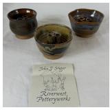 Studio Pottery Flower Frog/Ikebana Flower Vase - 3 pieces Studio Pottery Flower Frog/Ikebana Flower Vase - 3 pieces