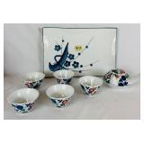 Koransha Porcelain Tea Set with 5 Cups and Teapot plus Japanese Two Large Serving Sushi Tray Koransha Porcelain Tea Set with 5 Cups and Teapot plus Japanese Two Large Serving Sushi Tray