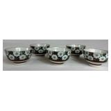 Vintage Kutani Japanese Tea Set with Teapot, 5 Cups and Cold Water Pot - Floral with Gold Trim Vintage Kutani Japanese Tea Set with Teapot, 5 Cups and Cold Water Pot - Floral with Gold Trim