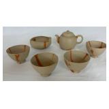Vintage Japanese Studio Pottery Bizen Ware Tea Set Vintage Japanese Studio Pottery Bizen Ware Tea Set