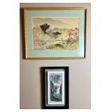 Framed Japanese Watercolor Prints featuring Mountain Landscape and Village Scenes Framed Japanese Watercolor Prints featuring Mountain Landscape and Village Scenes