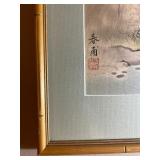 Framed Japanese Watercolor Prints featuring Mountain Landscape and Village Scenes Framed Japanese Watercolor Prints featuring Mountain Landscape and Village Scenes