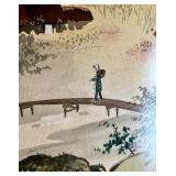 Framed Japanese Watercolor Prints featuring Mountain Landscape and Village Scenes Framed Japanese Watercolor Prints featuring Mountain Landscape and Village Scenes