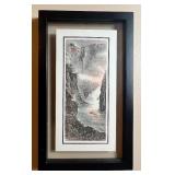 Framed Japanese Watercolor Prints featuring Mountain Landscape and Village Scenes Framed Japanese Watercolor Prints featuring Mountain Landscape and Village Scenes