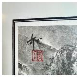 Framed Japanese Watercolor Prints featuring Mountain Landscape and Village Scenes Framed Japanese Watercolor Prints featuring Mountain Landscape and Village Scenes