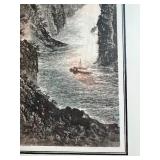 Framed Japanese Watercolor Prints featuring Mountain Landscape and Village Scenes Framed Japanese Watercolor Prints featuring Mountain Landscape and Village Scenes