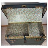 Medium Antique Steamer Trunk with 2 Trays/Inserts plus lock and key Medium Antique Steamer Trunk with 2 Trays/Inserts plus lock and key