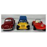 Vintage Tonka Dune Buggy, Honey Bucket Jeep and Steel Red Volkswagon VW Beetle Bug Vintage Tonka Dune Buggy, Honey Bucket Jeep and Steel Red Volkswagon VW Beetle Bug