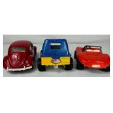 Vintage Tonka Dune Buggy, Honey Bucket Jeep and Steel Red Volkswagon VW Beetle Bug Vintage Tonka Dune Buggy, Honey Bucket Jeep and Steel Red Volkswagon VW Beetle Bug