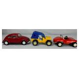 Vintage Tonka Dune Buggy, Honey Bucket Jeep and Steel Red Volkswagon VW Beetle Bug Vintage Tonka Dune Buggy, Honey Bucket Jeep and Steel Red Volkswagon VW Beetle Bug
