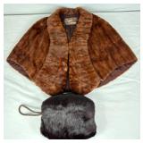 Vintage 1940 Daytons-Schuneman Ermine Stole Cape and Vintage Fur Hand Muffler Vintage 1940 Daytons-Schuneman Ermine Stole Cape and Vintage Fur Hand Muffler