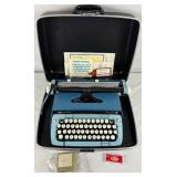 Smith Corona GalaxieTwelve XII Blue Portable Typewriter with Case Smith Corona GalaxieTwelve XII Blue Portable Typewriter with Case