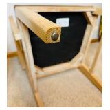 Two Wooden Dining Chairs with Vinyl Upholstered Cushions Two Wooden Dining Chairs with Vinyl Upholstered Cushions
