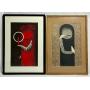 Set of Framed Japanese Woodblock Prints by Kaory Kawano - "Girl with Candle" and "Girl with Small Birds"