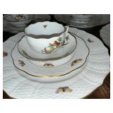 Herend Rothschild Bird China Dinnerware Set with Bird and Butterfly Design - Gold Rimmed Herend Rothschild Bird China Dinnerware Set with Bird and Butterfly Design - Gold Rimmed