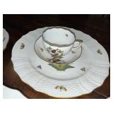 Herend Rothschild Bird China Dinnerware Set with Bird and Butterfly Design - Gold Rimmed Herend Rothschild Bird China Dinnerware Set with Bird and Butterfly Design - Gold Rimmed