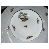 Herend Rothschild Bird China Dinnerware Set with Bird and Butterfly Design - Gold Rimmed Herend Rothschild Bird China Dinnerware Set with Bird and Butterfly Design - Gold Rimmed