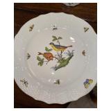 Herend Rothschild Bird China Dinnerware Set with Bird and Butterfly Design - Gold Rimmed Herend Rothschild Bird China Dinnerware Set with Bird and Butterfly Design - Gold Rimmed